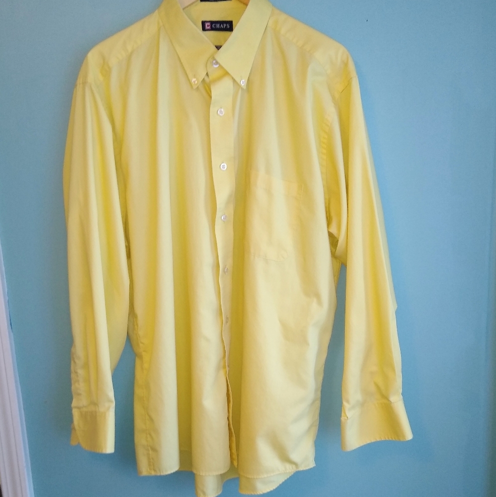 Chaps Yellow XL button long sleeve 17 / 17.5 neck